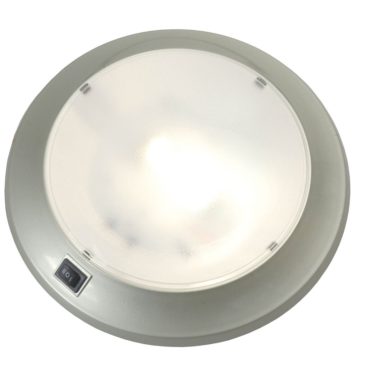 LED Deckenleuchte DOME silber - 12V - 21 LED - 15 x 2,5cm - mit Schalter